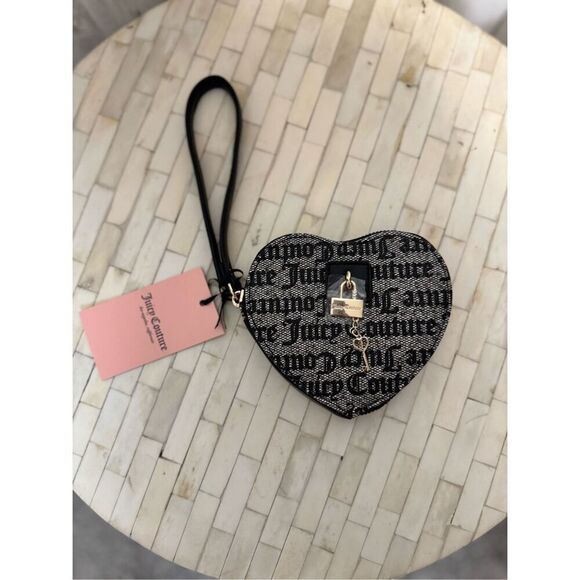 Juicy Couture Allover Print Logo Heart Wristlet Wallet - Picture 1 of 9